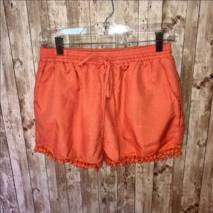 Very J Salmon colored tassel elastic shorts M